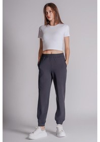 Resim Braccas Kadın Yandan Cepli Beli Ve Paçası Lastikli Relaxed Fit Jogger Pantolon Lacivert Lacivert 