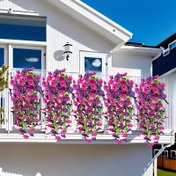 Resim 4 adet Canlı Yapay Sabah Güneşi ve Okaliptüs Asılı Dekor - Çok Renkli, Açık Alanlar için Lush Yeşillik, Noel, Cadılar Bayramı, Paskalya, Anneler ve Babalar Günü, Doğum Günleri, Bahçe Partileri için İdeal - Pot Dahil Değil, Yapay Açık Alan Çiçekleri 