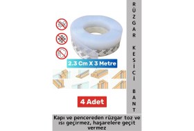 Resim Premium Kapı Altı Pencere Rüzgar Toz Isı Böcek Haşere Önleyen Rüzgar Kesici Bant 3 Metre 4 Adet 