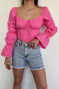 Resim misigo İspanyol Kol Bluz Pembe 