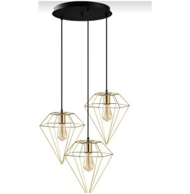 Resim Riolight Retro Pramit Üçlü Yuvarlak Gold Sarkıt Avize Taban Çap: 