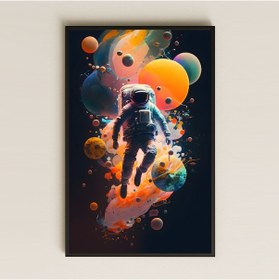 Resim Neon Warp Geçidi Temalı Uzay Gemisi Pleksi Tablo - Hız Ve Renk Patlaması 