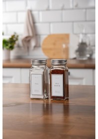 Resim Mienda Home 2'li Cam Baharatlık Seti Kapaklı Etiketli Baharatlık Takımı Mh00slvr02 Beyaz - Şeffaf 