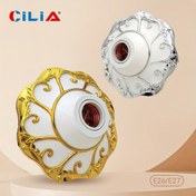 Resim 1/2/4 adet E27 Ampul Askılı Lamba Tutucu, 110V/220V Gerilim için Uygun, Altın/Gümüş Petalik Rahat Yuvarlak Sabit Taban Braketi, Basit Beyaz Somun Soketi, Ev, Ofis ve Endüstriyel Kullanım için Uygun 
