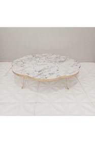 Resim DOGANDEKOR 90 Cm Beyaz Mermer Desenli Yer Sofrası 
