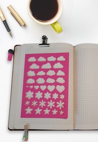 Resim Karmelom Studio Bullet Journal Şekilli Çizim Şablon Cetvel - Bulut, Kalp ve Çiçek Desenli Çizim Aracı 