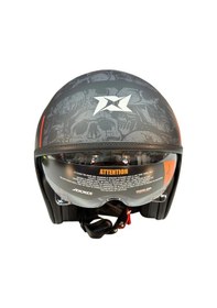 Resim Motosiklet Kaskı Retro Güneş Vizörlü Hornet S Sv Skulls B5 Matt Red Motorcu Kask Çok Renkli 
