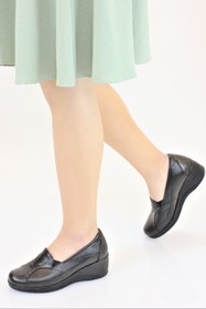 Resim Forelli Kadın Hakiki Deri Ortopedik Dolgu Topuk Ayakkabı 