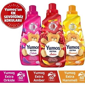 Resim Yumoş Extra Canlı Renkler Amber + Hanımeli + Orkide Çamaşır Yumuşatıcısı 3 x 1440 ML 