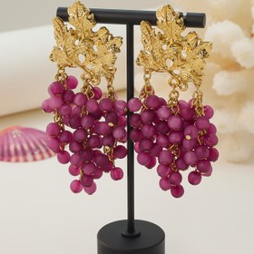 Resim Avrupa ve Amerikan Modası Trend Vintage Metal Yaprak Üzüm Uzun Lüks Zarif El Yapımı Boncuklu Benzersiz Kadın Küpeleri 