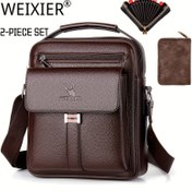 Resim WEIXIER Erkekler için Rahat Vintage Ayarlanabilir Omuz Çantası, Çoklu Kart Tutucu Cüzdan ile İş Stili, Hafif, Fermuarlı Kapanış, Polyester Astarlı, Ayarlanabilir Askı, Islak Mendil ile Temizlenebilir - Dışarı Çıkarken İdeal 
