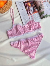 Resim Pembe Saten Balenli Sütyen Takımı Pembe 