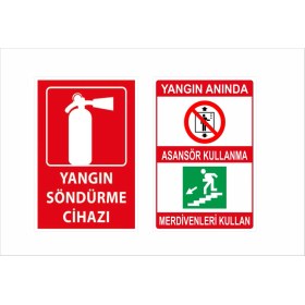 Resim Çetintaşlar Reklam Yangın Söndürme Cihazı ve Yangın Anında Asansör Kullanma Merdiven Kullan Pvc (Foreks) ve Alüminyun Kompozit 