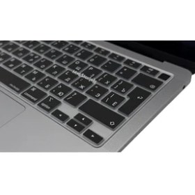 Resim Mena Rise MacBook Klavye Koruyucu Ince Silikon Rusça Sticker Baskılı Uk-Ters L Enter Tipi Air M1 13INÇ A2337,A2179 Id Uyumlu, Kaymaz Yıkanabilir Siyah 