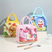 Resim Sevimli Unicorn & Penguin Tasarımı ile İzoleli Öğle Çantası - Dayanıklı Oxford Kumaş, Çalışma, Seyahat ve Ofis için Termal Gıda Konteyneri - Gıda İle Temas Yok, Sadece Elde Yıkama, İzoleli Öğle Çantası, Eğlenceli Tasarım, Güvenli Fermuar Kapatma 