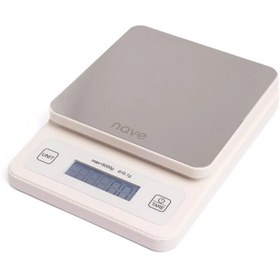 Resim Nave K5073 Dijital Paslanmaz Çelik Mutfak Tartısı 5kg 0.1g Hassasiyetli Pilli Hassas Terazi Beyaz 
