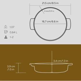 Resim Döküm Güveç Kabı, 17 cm 