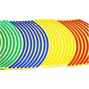 Resim Kırmızı Gece Güvenli Su Geçirmez Jant Lastik Etiket Yansıtıcı Kenar Etiket Renk Değişimi Motosiklet Trim Bandı 