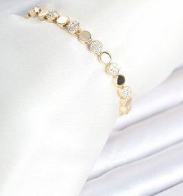 Resim BURCU MODA Pirinç Gold Renk Nokta Model Zirkon Taşlı Kadın Bileklik 