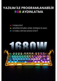 Resim GRAVASTAR MERCURY K1 PRO RGB MEKANİK ALÜMİNYUM ÇERÇEVE İNGİLİZCE Q KABLOSUZ GAMİNG KLAVYE CYBERPUNK KLAVYE 