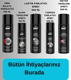 Resim Selsil Oto Bakım Temizlik Seti Lastik Parlatıcı Uyumlu Torpido Parlatıcı Klima Temizleme Araç TemizlemeSeti 