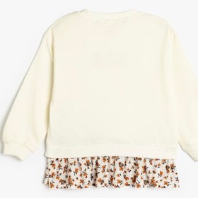 Resim Kız Bebek Sweatshirt Çiçek Baskılı Uzun Kollu Bisiklet Yaka Pamuklu Şardonlu 