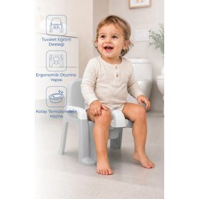 Resim Empressco Babyjem Afacan Lazımlık Ergonomik Tuvalet Eğitimi Yardımcısı Soft Gri - Fiyatı, Yorumları 