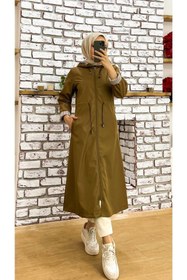Resim Vibeys Collection Içi Çizgili Ve Kendinden Astarlı Su Geçirmez Kadın Trençkot 