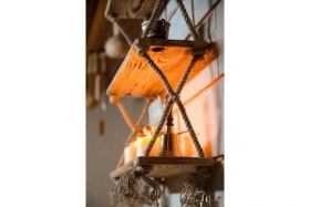 Resim Elisra Ahşap Dekoratif 3'lü Halatlı Kitaplık Raf 