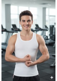 Resim Lüx Wood Lüx Erşah Erkek %100 Pamuk Spor Kesim Ribana Atlet 3'lü Paket - Kod: 303 Beyaz 