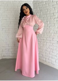 Resim moneta boutique Jülyet Yaka Bağlama Ve Taş Detaylı Tesettür Abiye 