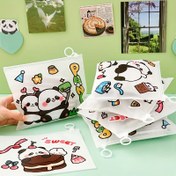 Resim 4 adet Sevimli Panda Tasarımı A5 Plastik Depolama Çantaları - Renkli İllüstrasyonlu Şeffaf Dosya Düzenleyicileri, Belge ve Malzemeleri Düzenlemek İçin İdeal, Belge Düzenleme | Oyuncak Tasarımı | Dayanıklı Plastik 