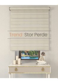 Resim Geniş Plise Krem Etek Dilimsiz Zebra Stor Güneşlik Perde Krem 