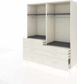 Resim Kronos Gardrop 4 Raflı 7 Çekmeceli 2 Askılı 176x59x221 Aytaşı-antrasit/aytaşı Antrasit/aytaşı 