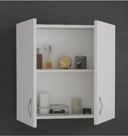 Resim Labelladizayn 2 Kapaklı Banyo Üst Dolabı %100 Mdf Beyaz 