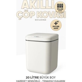 Resim Eco Lounge 20L Akıllı Sensörlü Çöp Kovası Uv Işık Koku Geçirmez Mutfak Banyo Ofis Için 