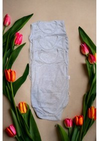 Resim Bebek Basic Ribana Bisiklet Yaka Fitilli 3lü Atlet Body -gri Gri 