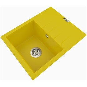 Resim Polex Cristalüx Granit Evye P-S60 Sarı Tezgah Altı Ve Tezgah Üstü Kare Mutfak Evyesi 60.5x49.5 CM 