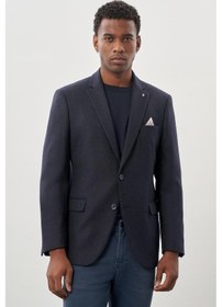 Resim İmza Koyu Lacivert Düz Gabardin Mono Yaka 2 Düğme Esnek 6 Drop Comfort Fit Casual Ceket 1002245165 200 Koyu Lacivert 