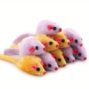 Resim 10 Adet Yumuşak Peluş Tüylü Fare Kedi Oyuncakları - Yavru Kediler İçin Etkileşimli Eğlence, Çeşitli Renkler (Mor & Sarı), Uzunluğu 10.92cm, Pille Çalışmayan, Kumaş Malzeme, Evcil Hayvan İlgi Toplama Oyuncakları | Oynak Tasarım | Yumuşak Dokulu, Kapalı Alanlarda Kullanılan Kedi Oyuncakları 