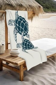 Resim Dijital Baskı Plaj Deniz Havlusu Kaplumbağa Desenli Peştamal HVL0128 
