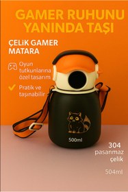 Resim sonnenflügel Çelik Paslanmaz Gamer Termos Matara 500 ml Paslanmaz Çelik Pipetli Suluk Çocuk Suluğu 10 x 18 cm 