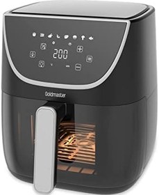 Resim Goldmaster Gustofry 1700 Watt XL Dokunmatik 8 Ön Ayarlı Cam Kapaklı Hazne Aydınlatmalı Airfryer Sıcak Hava Fritözü 