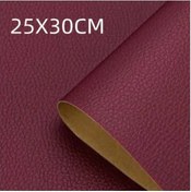 Resim Kalınlaşmış Kendinden Yapışkanlı Deri Tamir Mobilya Masa Kanepe Araba Koltuğu Claret 25x30cm 