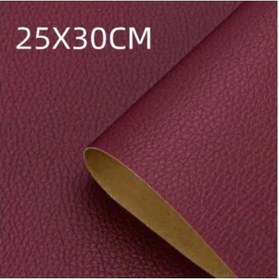 Resim Kalınlaşmış Kendinden Yapışkanlı Deri Tamir Mobilya Masa Kanepe Araba Koltuğu Claret 25x30cm 