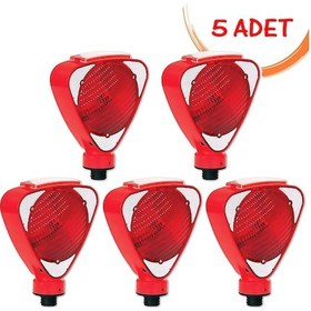 Resim Üçgen Çakar Lamba Güneş Enerjili Flaşör Lambası Solar Trafik Flaşörü Kırmızı Evelux 11813 Fl K 5 Adet 