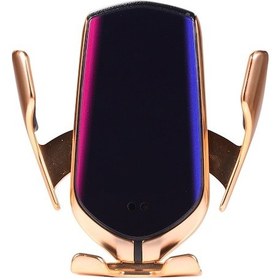 Resim R2 10w Hızlı Kablosuz Araç Şarj Cihazı Otomatik Klem + Typec Kablosu + Havalandırma Tabanı Altın İphone/samsung Uyumlu 