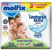 Resim Nessiworld Molfix İzotonik Sulu Ferah Temizlik Islak Havlu Mendil 3'Lü 180 Yaprak 