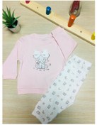 Resim Kız Bebek Sevimli Fil Desenli Alt Üst Pijama Takımı Pembe 
