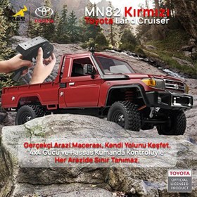 Resim MN Model MN82 1/12 Toyota Land Cruiser LC79 4WD RC Model Crawler Offroad Truck Kırmızı Uzaktan Kumandalı Araba - Dahili Işık Seti 